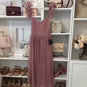 Lulu's Dusty Pink Tulle Midi Dress XS